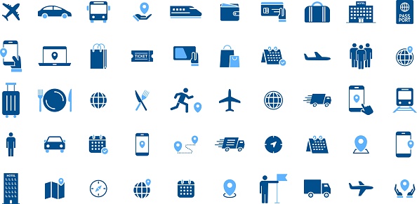 Vector travel and transportation icon set