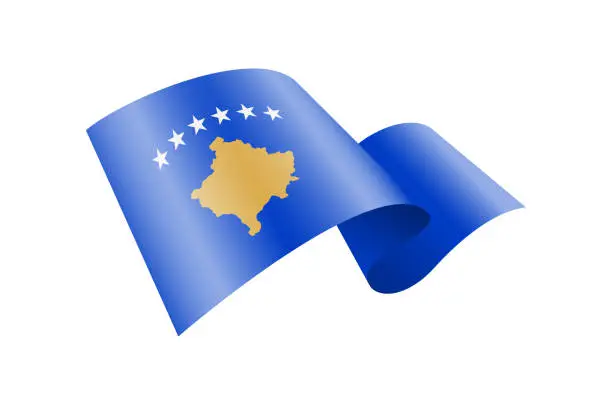 Vector illustration of Waving Kosovo flag. National waving flag on a white background.