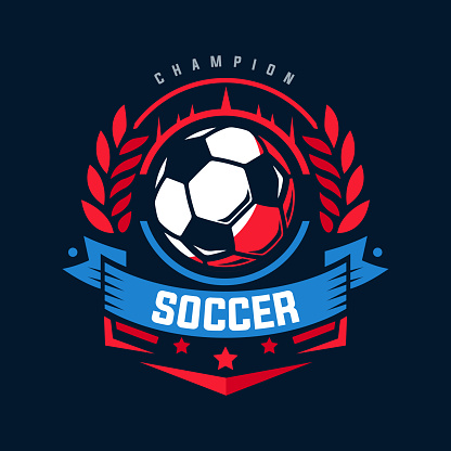 Soccer orange color Football Badge Design Templates | Sport Team Identity Vector Illustrations isolated on black Background