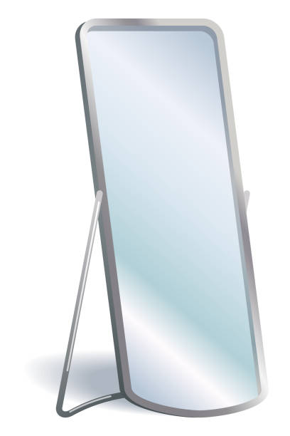 istock Home floor mirror icon with metal frame furniture. Hallway, bedroom interior design element. Full-length dressing room decor. Illustration isolated on white background 1917183007