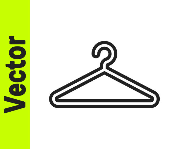 Black line Hanger wardrobe icon isolated on white background. Cloakroom icon. Clothes service symbol. Laundry hanger sign. Vector.