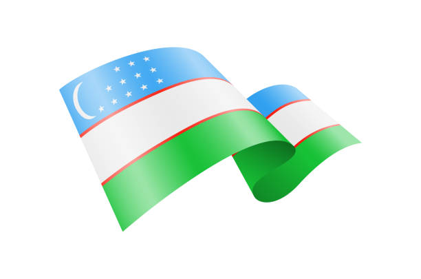 istock Waving Uzbekistan flag. National waving flag on a white background. 1917217672