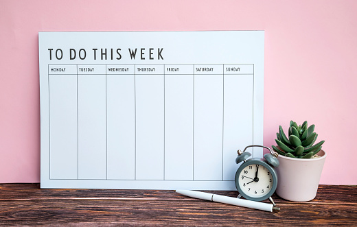 Weekly planner . To do this week