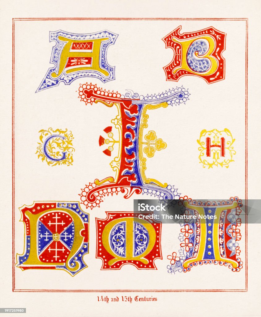 Medieval Calligraphy Pattern Medieval Alphabet Decorative Calligraphy Designs Stock Illustration ...