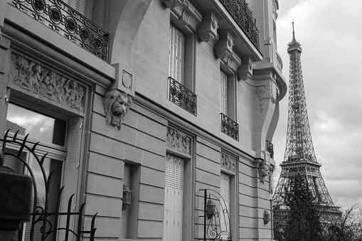 Nostalgic Parisian scenes, photographed in black and white.