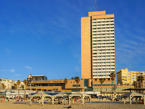 Tel Aviv Israel 01/06/2024 Sheraton Grand Hotel on Tel Aviv Promenade