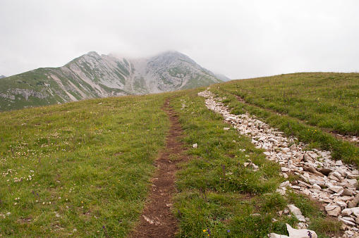 Double Mountain Path on the Italian Alps. Oltre il Colle, Bergamo Province, Italy