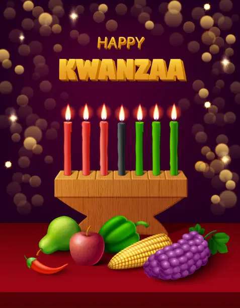 Vector illustration of Happy Kwanzaa Festival Illumination, Unity in Tradition