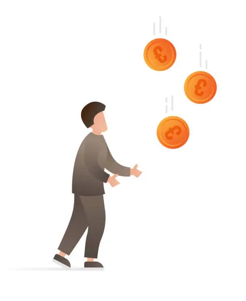 Vector illustration of Businessman Collecting Euro Coin