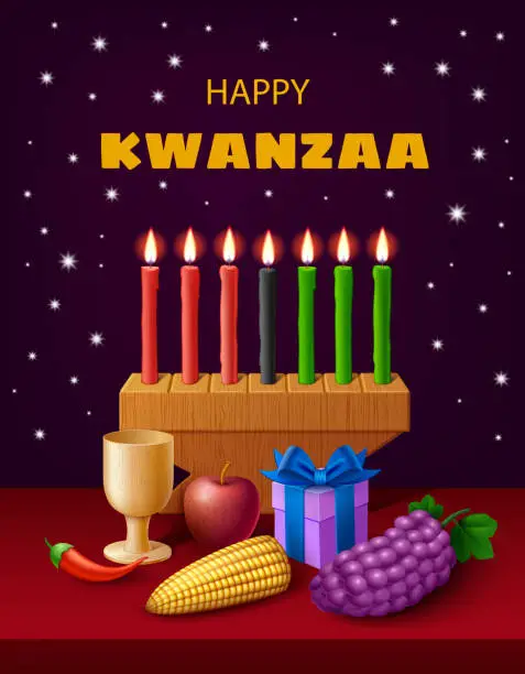 Vector illustration of Happy Kwanzaa Festival Illumination, Unity in Tradition