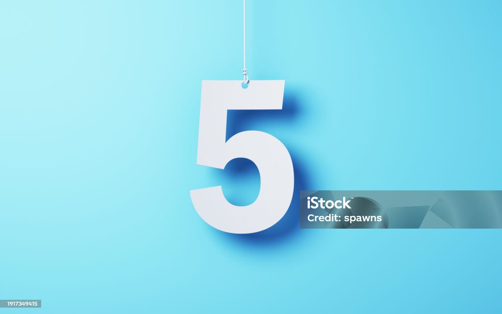 Number 5 String Number 5 Cut On White Note Paper Hanging On String White Note Paper ...