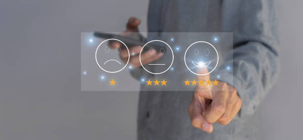 istock Customers rate service provider satisfaction through the application. The service experience in the online application will assess the quality of the service. 1917356392