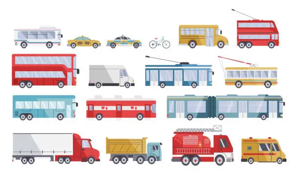 Vector illustration of Big set with city transport