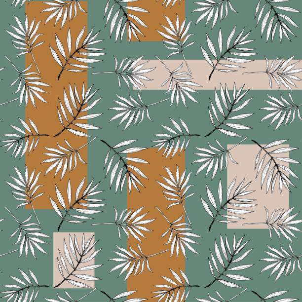istock Stylish Minimal hand drawn sketch tropical leaves brushed strokes style Black and white mood Design for fashion , fabric, textile, wallpaper, cover, web , wrapping and all prints 1917397601