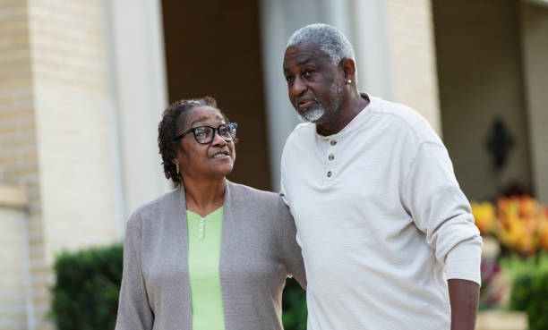 Senior African-American couple walking together