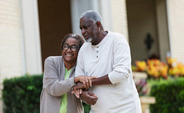 Senior African-American couple walking together