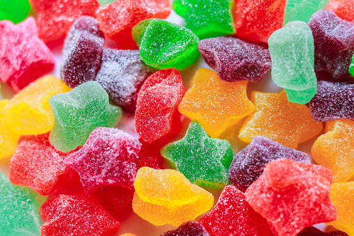 Colorful jelly candies background. Top view. Jelly candy.