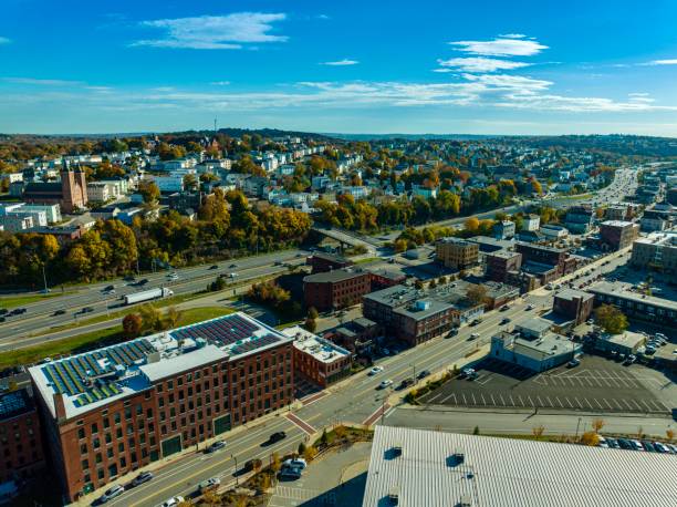 istock Beautiful sunny Drone photo from Downtown Worcester Massachusetts 1917466052
