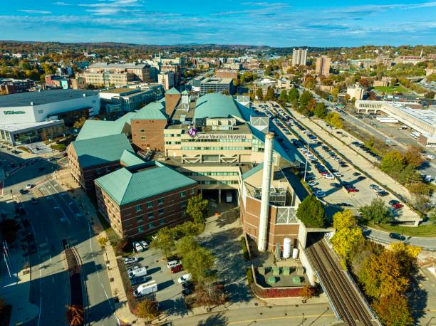 istock Beautiful sunny Drone photo from Downtown Worcester Massachusetts 1917466058