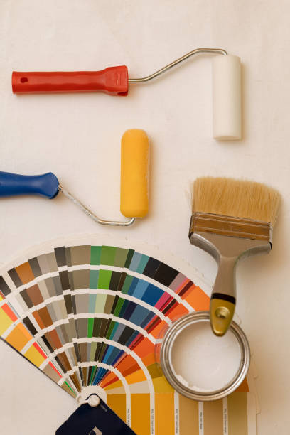 istock tools and paints prepared for work. The color palette 1917476573