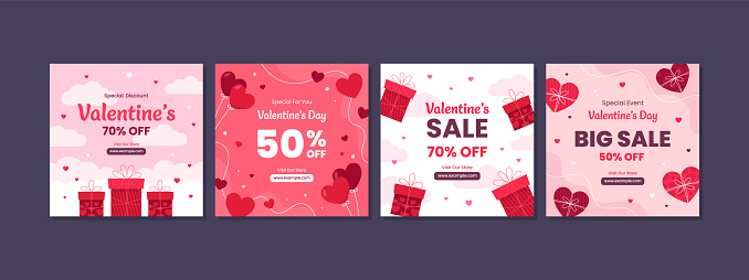 valentine's day celebration social media template collection
