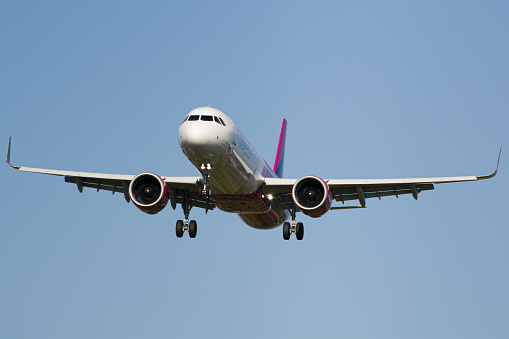 WizzAir Airbus A321 NEO on final approach landing at Lviv International Airport