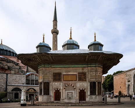 The Ahmed III Fountain is a fountain located in the large square in front of the main entrance to the Topkapı Palace in Istanbul