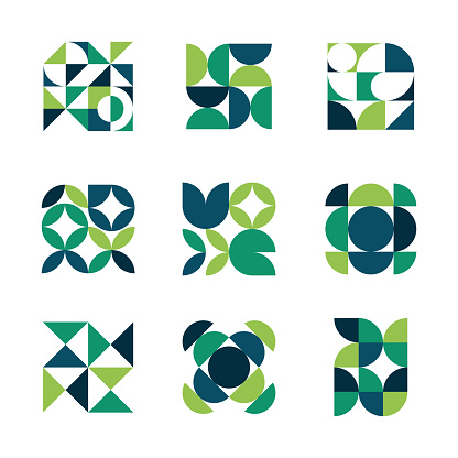 Vector set of minimalism geometric Bauhaus style symbol design elements