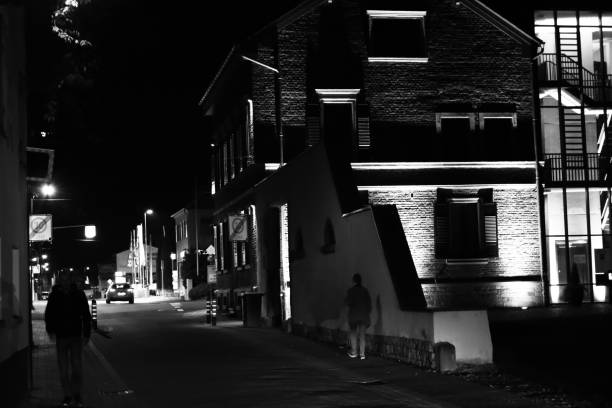 Langenlonsheim, Germany, January 09, 2024, Street in monochrome.