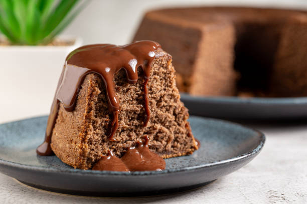 istock Slice of chocolate cake with chocolate sauce. 1917684114