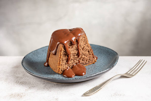 istock Slice of chocolate cake with chocolate sauce. 1917684482