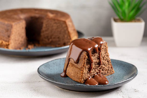 istock Slice of chocolate cake with chocolate sauce. 1917684483