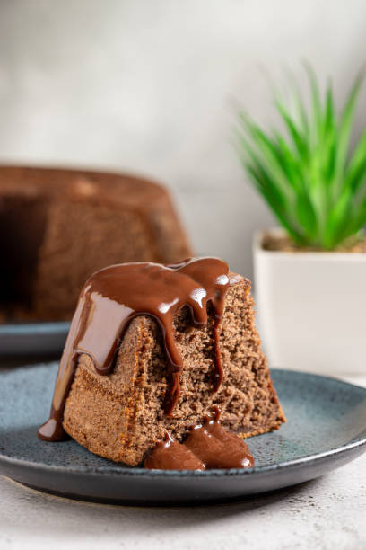 istock Slice of chocolate cake with chocolate sauce. 1917684493