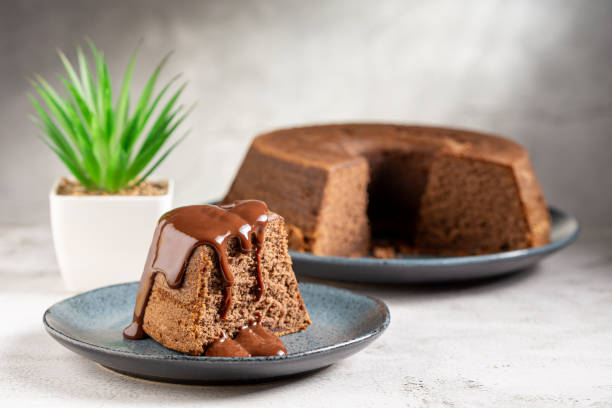 istock Slice of chocolate cake with chocolate sauce. 1917684495