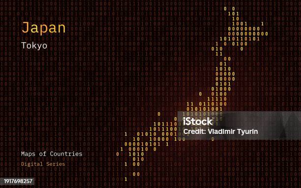 Japan Map Shown In Binary Code Pattern Tsmc Blue Matrix Numbers Zero ...