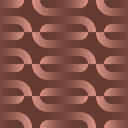 Ovals 50s 60s 70s Retro Seamless Pattern Trend Brown Hues Abstract Vector Background. Vintage Graphic Old Fashioned Vogue Abstraction For Textile Print Repetitive Wallpaper. Half Tone Art Illustration