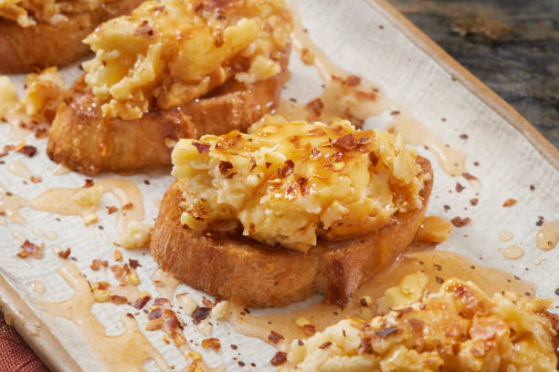 Whipped Feta and Ricotta Dip with Hot Honey on Toasted Baguette's