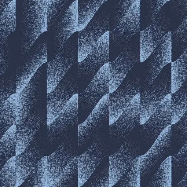 Vector illustration of Wavy Stripes Vector Seamless Pattern Trend Dark Blue Stylish Abstract Background