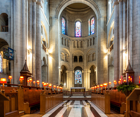 Interior view of Notre Dame Basilica in Montreal, Quebec, Canada