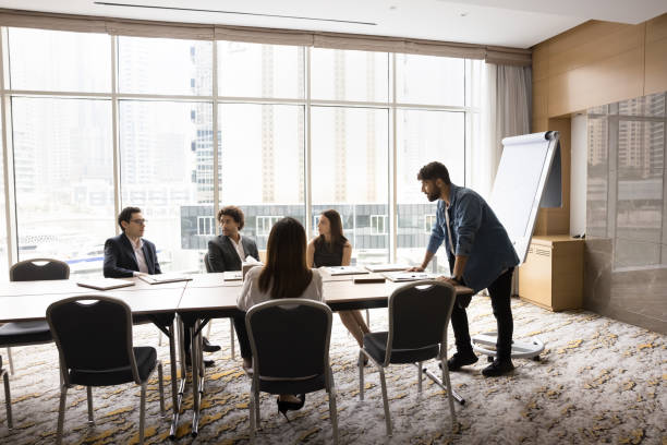 istock Young Arab project manager man presenting startup to colleagues 1917793712