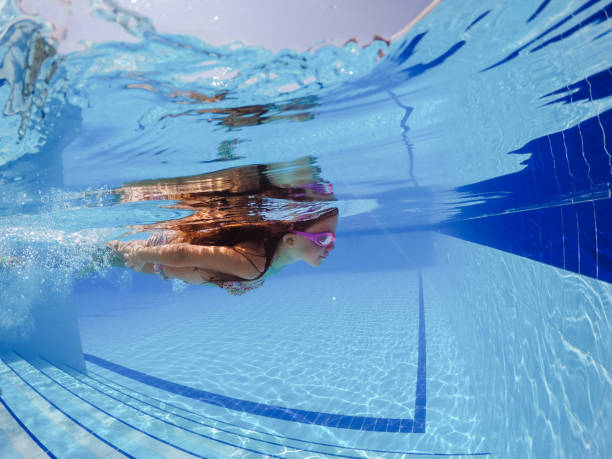 istock Girl training swimming in the pool 1917814871