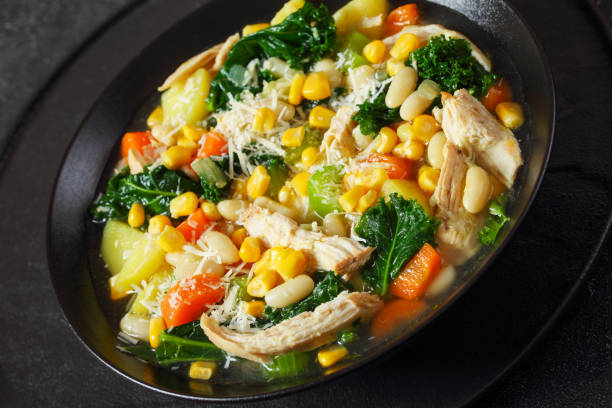 istock Chicken and white bean soup with veggies, corn 1917829837