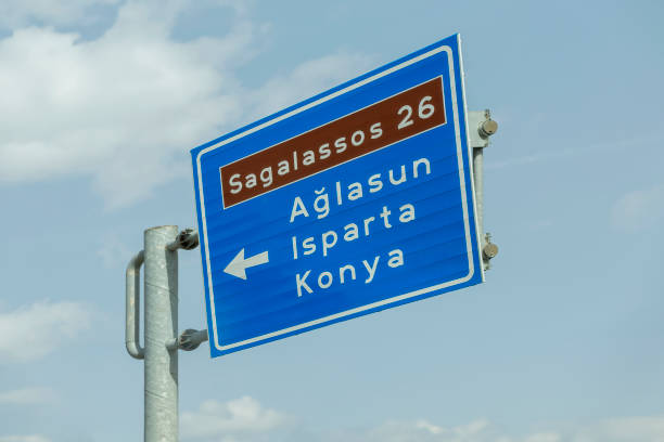 istock Sagalassos ancient city road sign. Traffic direction sign. 1917837726