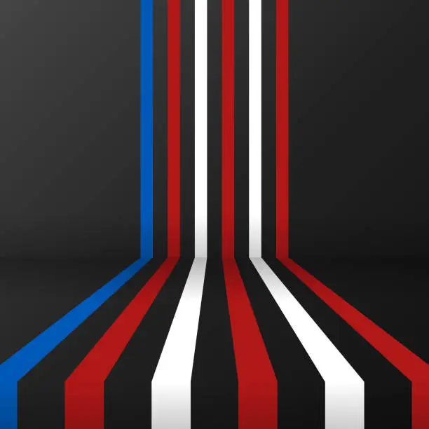 Vector illustration of Colors of the American flag: Parallel stripes, passing a corner