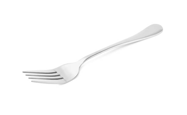 istock One clean shiny fork isolated on white. Cooking utensil 1917902388