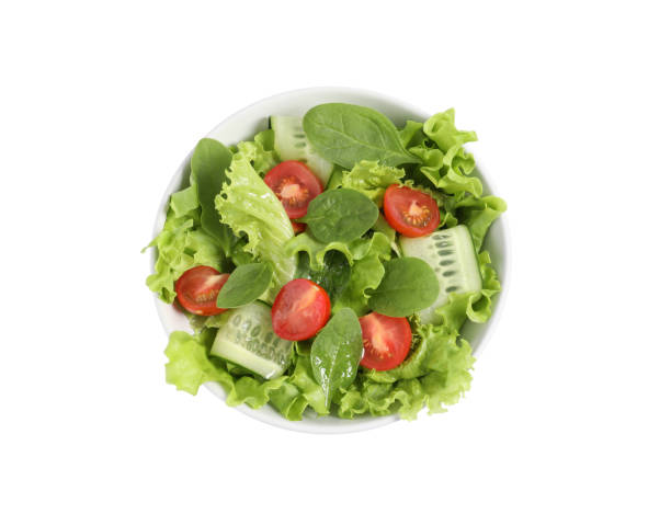 istock Delicious vegetable salad isolated on white, top view 1917934176