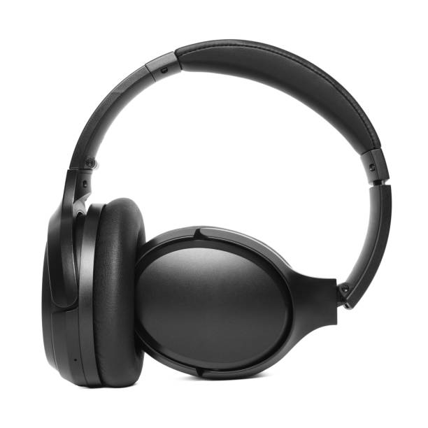 istock Modern black wireless headphones isolated on white 1918025602