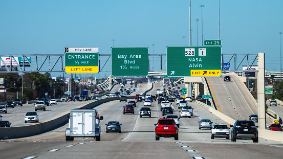 Interstate traffic heading to Houston, Texas, USA