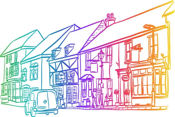 Vector illustration of South England Street Rainbow