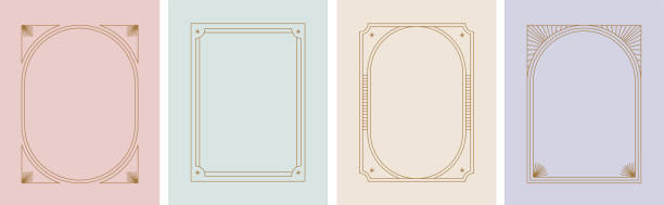 kuvapankkikuvitukset aiheesta art deco frames minimalist collection. elegant luxury borders and frames, vector templates design - candle borders